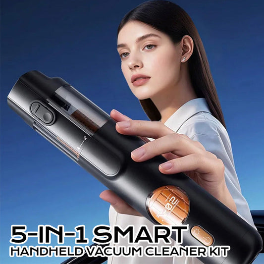 🛒 50% RABATT JETZT! ✨ 5-in-1 Smart Handstaubsauger Set - 15KPA Starkes Saugen & 30 Min Laufzeit mit 4 Aufsätzen für Auto/Haushalt 🚗🏠