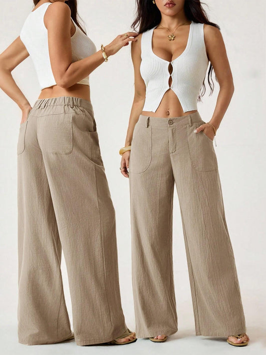 👖 50% RABATT! 🔥 Lässige Damen Loungehose aus Baumwoll-Leinen-Mix – Fließend, gerades Bein & hoher Bund – Perfekt für Sommer, Alltag oder entspannte Tage zu Hause ☀️🌸