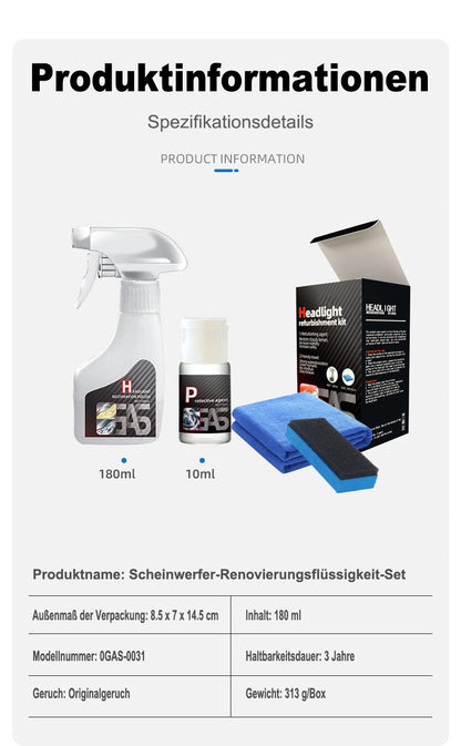 🚗 KAUFEN 2 ERHALTEN 3! ✨ Scheinwerfer-Restaurierungsflüssigkeitsset - Professionelle Politur & Versiegelung für Klare Nachtsicht 🌙🔧