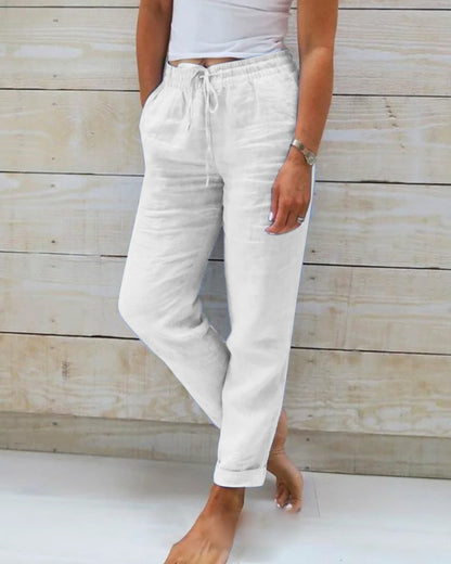 👖 50% RABATT! 🌿 Damenhose aus Baumwolle & Leinen – Elastischer Bund, atmungsaktiv & bequem – Perfekt für lässigen Sommer-Look ☀️