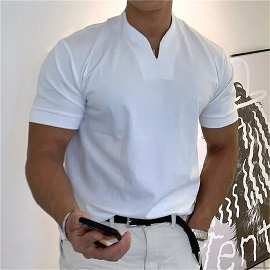 👕 60% RABATT! 💎 Herren Business T-Shirt mit V-Ausschnitt & Kurzen Ärmeln – Atmungsaktive Baumwollmischung, Klassische Passform & Bis 5XL ✨