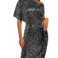 💃 LETZTER TAG - 50% RABATT! ✨ FUNKELNDES RÜSCHENKLEID - Ein Schulterteil mit Glitzer, Elegant für Abendmode und besondere Anlässe 🌟