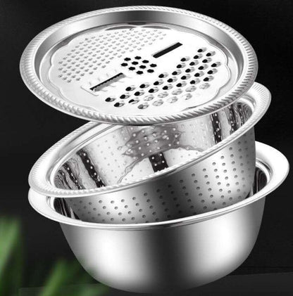 🥣 50% RABATT! 🥗 3-in-1 Set mit Schüssel, Abtropfschale & Reibe – Integrierter Abtropfkorb Zum Waschen, Abtropfen & Mischen Für Eine Effiziente Küche ✨