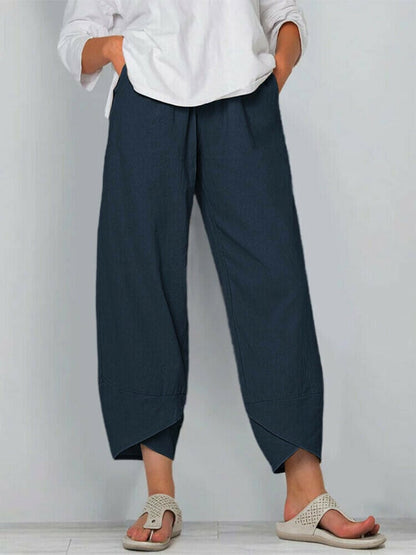 👖 50% RABATT! ✨ Vintage Asymmetrische Hose mit Elastischer Taille – Einzigartiges Design, Bequeme Passform & Praktische Taschen 🌸