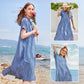 👗 60% RABATT! 💃 Damen V-Ausschnitt Revers Gestreiftes Langes Hemdkleid – Vielseitig, Knopfleiste & Bequemer Schnitt 🌸