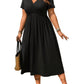 👗 50% RABATT! ⏰ Midi-Kleid in Übergröße mit V-Ausschnitt & Rüschen – Kurze Ärmel, weicher Stoff – Perfekt für warme Tage, elegante Anlässe oder den Alltag – bequem & stilvoll ✨🌸
