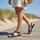 👡 50% RABATT! 🌼 Flache Damen-Sandalen – Runde Zehen, atmungsaktiv & Blumen-Dekor – Verstellbarer Knöchelriemen – ideal für Strand, Spaziergänge oder den Alltag ✨