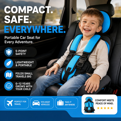 🧒 50% RABATT! 🚗 Faltbarer Kindersitz – 5‑Punkt‑Gurt & 0–12 Jahre ✨