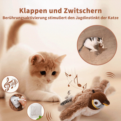 🐦 LETZTER TAG 50% RABATT! ✨ Interaktives Zwitscherndes Vogel-Katzenspielzeug - Realistische Geräusche mit Federn für Stundenlangen Spielspaß 🐱🎯