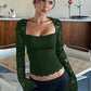 👚 60% RABATT! ✨ Einfarbiges Damen-T-Shirt – Spitzenblumenmuster, Gesplittete Rüschen & Transparente Ärmel Für Einen Romantischen Look 🌸