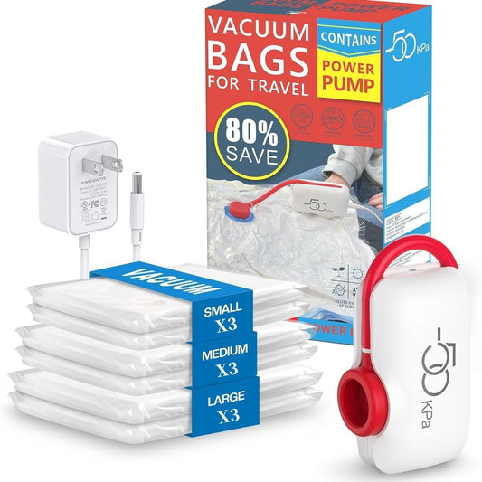 🧳 50% RABATT! 💨 Reisetaschen mit Pumpe – 9‑tlg., platzsparend & wiederverwendbar ✨