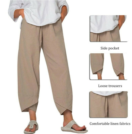 👖 50% RABATT! ✨ Vintage Asymmetrische Hose mit Elastischer Taille – Einzigartiges Design, Bequeme Passform & Praktische Taschen 🌸