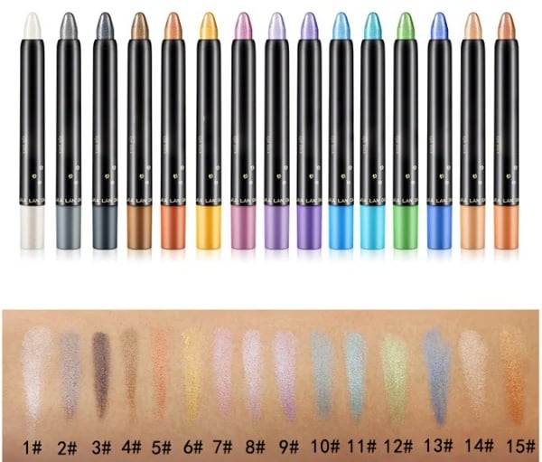💥Heißer Verkauf - 49% RABATT💥15 Farben Highlighter Lidschatten Stift wasserfest Glitzer Augen Make-up Eyeliner Stift-2