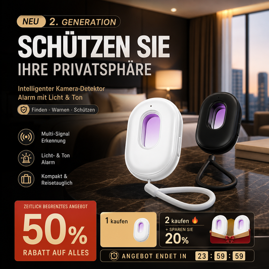 🔍 50% RABATT! 🛡️ Spionagekamera-Detektor – Optischer Scan, Alarm & LED ✨