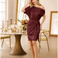 💃 LETZTER TAG - 50% RABATT! ✨ FUNKELNDES RÜSCHENKLEID - Ein Schulterteil mit Glitzer, Elegant für Abendmode und besondere Anlässe 🌟