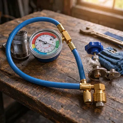 ❄️ 50% RABATT! 🔧 R134a Kältemittel-Schlauch – Mit Manometer & einfacher Befüllung ✨