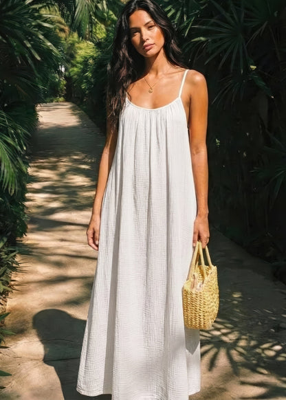 👗 60% RABATT! 💃 Einfarbiges Rückenfreies Cami-Kleid für Damen – Leicht, Luftiger Schnitt & Perfekt Für Den Sommer ☀️