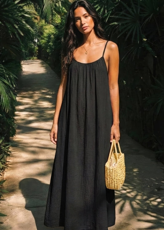 👗 60% RABATT! 💃 Einfarbiges Rückenfreies Cami-Kleid für Damen – Leicht, Luftiger Schnitt & Perfekt Für Den Sommer ☀️