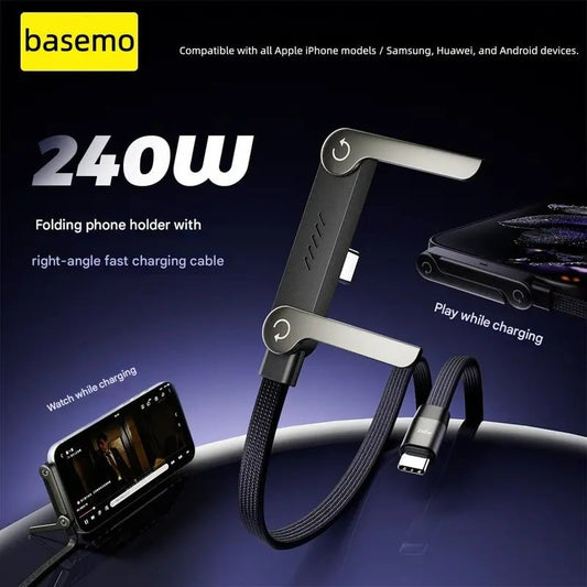 📱 60% RABATT! ⚡ 2-in-1 Geflochtenes Schnellladekabel mit Handyhalter – 240W Ultra-Fast, Stabiler Stand & Kein Kabelsalat 🔋