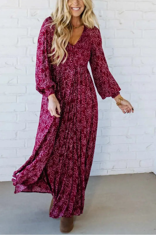 🌺 60% RABATT! ✨ Blumen-Maxikleid aus Viskose mit Geraffter Taille & Futter – Luftig-leicht, Figurbetont & Bequem 💃