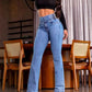 👖 60% RABATT! 💃 Stretch-Flare-Jeans mit Hohem Bund – Schlanke Silhouette, Bequemer Tragekomfort & Zeitloser Stil ✨