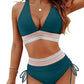 🩱🏝️ Hoch Taillierte Bikini-Sets – Bauchkontrolle, Farbblock-Design & Perfekt für Strand/Pool ✨