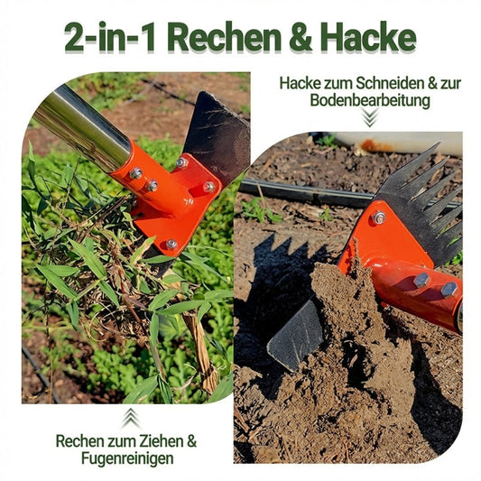 🌿 50% RABATT! 🧑‍🌾 2-in-1 Gartenhacke & Rechen mit Langem Stiel – Ergonomisches Design, Vielseitig Einsetzbar & Perfekt Für Bodenbearbeitung & Unkrautentfernung 🌱