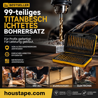 🔧 50% RABATT! ⚡ 99-teiliges Set titanbeschichteter Bohrer – Hochwertig, langlebig & vielseitig – Perfekt für Heimwerker & Profis 🛠️