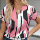 👚 50% RABATT! 💥 Damen Große Größen Colorblock Bluse Kurzarm – Leichter Stoff & lockerer Schnitt – Farbenfrohes Design, perfekt für heiße Tage – bequem und stilvoll für den Alltag 🌸