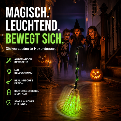 🧹 50% RABATT! 🎃 Animierte Hexenbesen Halloween-Deko – Mit Licht & Sound, gruselig & lebendig – Perfekte Grusel-Atmosphäre für Haus & Garten 🌙
