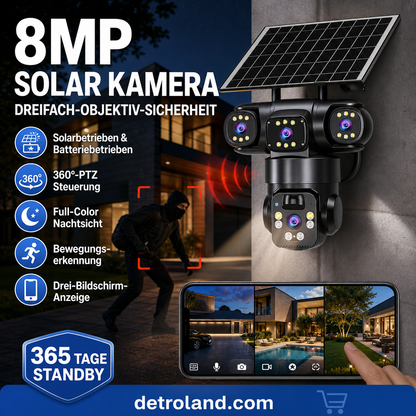 📹 50% RABATT! ☀️ Solarbetriebene Mehrwinkel-Überwachungskamera – 360° schwenkbar, Nachtsicht & wetterfest – Rundumschutz für Haus & Garten 🔒