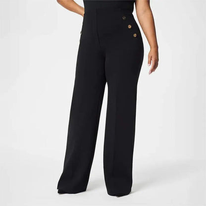 👖 60% RABATT! ✨ Damen-Plus-Size-Hochdehnbare Hochtaillen-Hosen mit Weitem Bein - Atmungsaktives Material mit Elastischem Bund für Täglichen Komfort 🌸✨