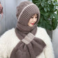🧣 50% RABATT JETZT! ✨ Integrierte Winddichte Mützen-Schal-Kombination für Damen - Doppelseitig Tragbar mit Weichem Fleece für Optimalen Ohrenschutz im Winter ❄️🎨