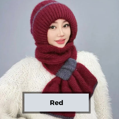 🧣 50% RABATT JETZT! ✨ Integrierte Winddichte Mützen-Schal-Kombination für Damen - Doppelseitig Tragbar mit Weichem Fleece für Optimalen Ohrenschutz im Winter ❄️🎨