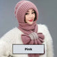 🧣 50% RABATT JETZT! ✨ Integrierte Winddichte Mützen-Schal-Kombination für Damen - Doppelseitig Tragbar mit Weichem Fleece für Optimalen Ohrenschutz im Winter ❄️🎨