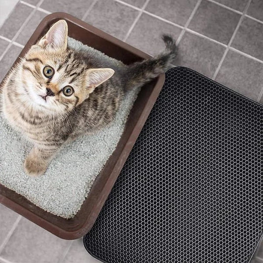 🐱 50% RABATT! 🧼 Doppellagige rutschfeste Katzenstreu-Matte für Haustiere – Fängt Streu effektiv auf, leicht zu reinigen & schont den Boden – perfekt für jede Katzentoilette 🐾