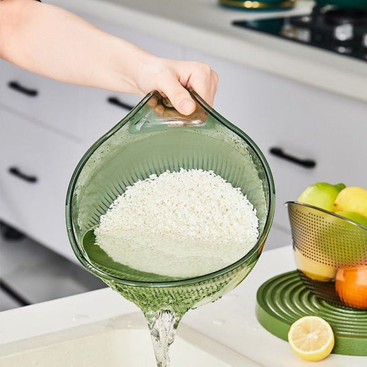 🍚 50% RABATT! 🥣 Mehrzweck-Reiswaschschüssel-Sieb mit Handgriff – Integriertes Sieb, Rutschfester Griff & Ideal Zum Waschen, Abtropfen & Servieren Von Reis & Gemüse 🥗