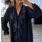 🔥 60% RABATT! 💃 Damen Chiffon-Shirt mit V-Ausschnitt – Langärmlig, Paillettenbesetzt & Elegant für Abendoutfits ✨👚📦