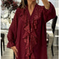 🔥 60% RABATT! 💃 Damen Chiffon-Shirt mit V-Ausschnitt – Langärmlig, Paillettenbesetzt & Elegant für Abendoutfits ✨👚📦