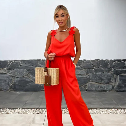 💕Ärmelloser Jumpsuit mit weitem Bein für Damen