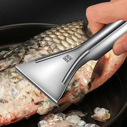 🐟 HEISSER VERKAUF - KAUFEN 2 ERHALTEN 3! ✨ Scharfer Fischentschupper aus Edelstahl - Ergonomischer Anti-Rutsch-Griff für Einfache Zubereitung in der Küche 🔪🧤