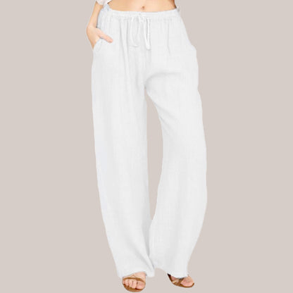 🌸Damen Sommer Baumwolle Leinen Weite Hosen😍-3