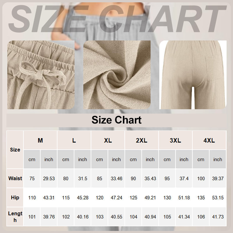 🌸Damen Sommer Baumwolle Leinen Weite Hosen😍-7