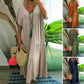 👗 60% RABATT! 🍃 Langes Baumwoll-Leinen-Kleid mit V-Ausschnitt – Lockerer Schnitt & figur schmeichelnd – Leicht, atmungsaktiv & ideal für den Sommer – mühelos eleganter Look 🌿✨