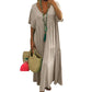 👗 60% RABATT! 🍃 Langes Baumwoll-Leinen-Kleid mit V-Ausschnitt – Lockerer Schnitt & figur schmeichelnd – Leicht, atmungsaktiv & ideal für den Sommer – mühelos eleganter Look 🌿✨