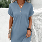👗 50% RABATT! ✨ V-Ausschnitt-Kleid mit Knopfleiste – Einfarbig, bequem & vielseitig – Ideal für Alltag, Büro & Freizeit 🌸