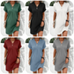 👗 50% RABATT! ✨ V-Ausschnitt-Kleid mit Knopfleiste – Einfarbig, bequem & vielseitig – Ideal für Alltag, Büro & Freizeit 🌸