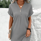 👗 50% RABATT! ✨ V-Ausschnitt-Kleid mit Knopfleiste – Einfarbig, bequem & vielseitig – Ideal für Alltag, Büro & Freizeit 🌸