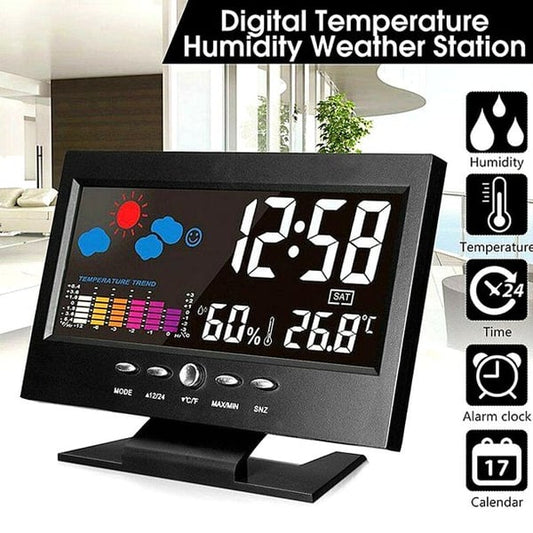 🌡️ LETZTER TAG - KAUFEN 2 ERHALTEN 3! ✨ Digitaler LED-Wettermonitor - Temperatur & Luftfeuchtigkeit mit Wettervorhersage und Tischwecker-Funktion 📊⏰