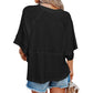 👕 50% RABATT! 🌸 Einfarbiges Patchwork-T-Shirt mit lockeren Trompetenärmeln – Luftiger Schnitt, weicher Stoff & perfekt für Frühling und Sommer – einzigartiger Ärmel-Look ✨